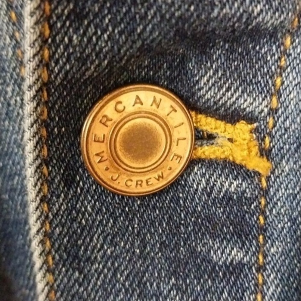 J.Crew Mercantile Sz Medium Denim Jean Jacket Embroidered Flowers Med Blue Wash - Picture 5 of 12